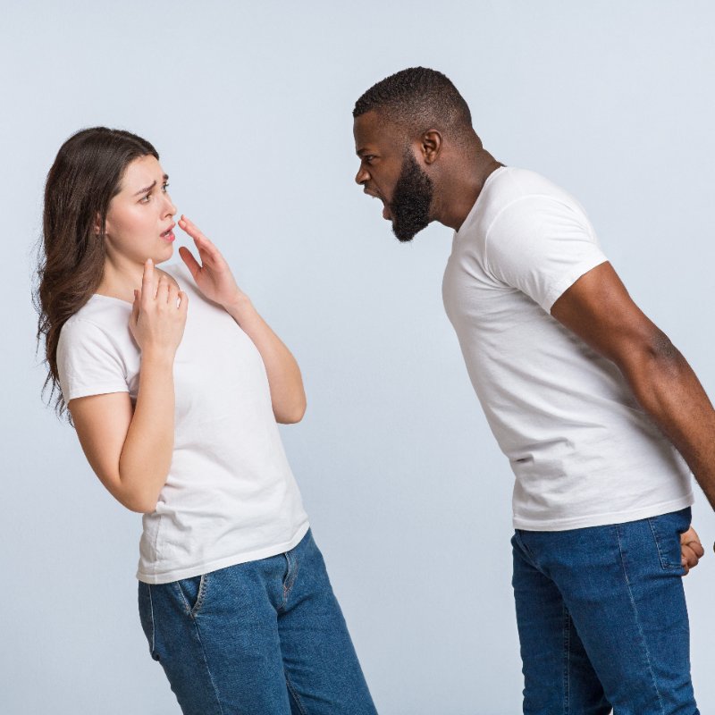 man yelling at a woman